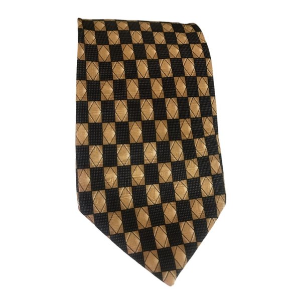 Jeffrey Banks Men’s Neck Tie Silk Hand Made Geometric 57" L 3.75" W - Picture 1 of 3